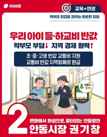 안동시장 선거 쟁점 부상…권기창 ‘초중고생 반값 교통비’ 공약 제시