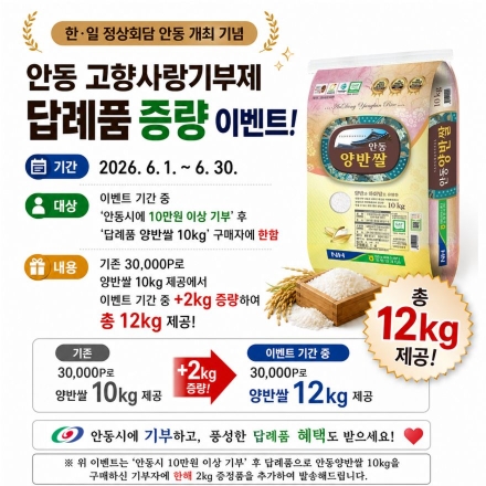 한일 정상회담 품은 안동, 10만 원 기부하면 ‘양반쌀 12kg’ 쏟아진다